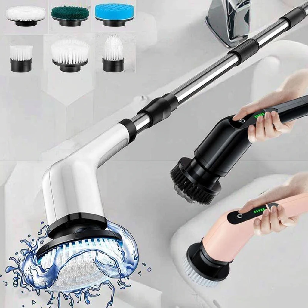 แปรงทำความสะอาดไฟฟ้าคุณภาพสูงแบบชาร์จ USB แปรงทำความสะอาดล้ำลึกสำหรับกระจกห้องอาบน้ำ กระเบื้อง และพื้นผิวห้องน้ำ