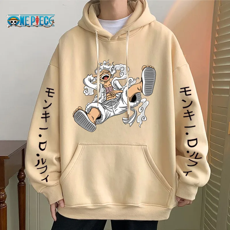 

One Piece Gear Fifth Luffy Printed Anime Hoodies Sun God Graphic 90s Pullover Casual Streetwear Unisex Autumn & Winter Clothing