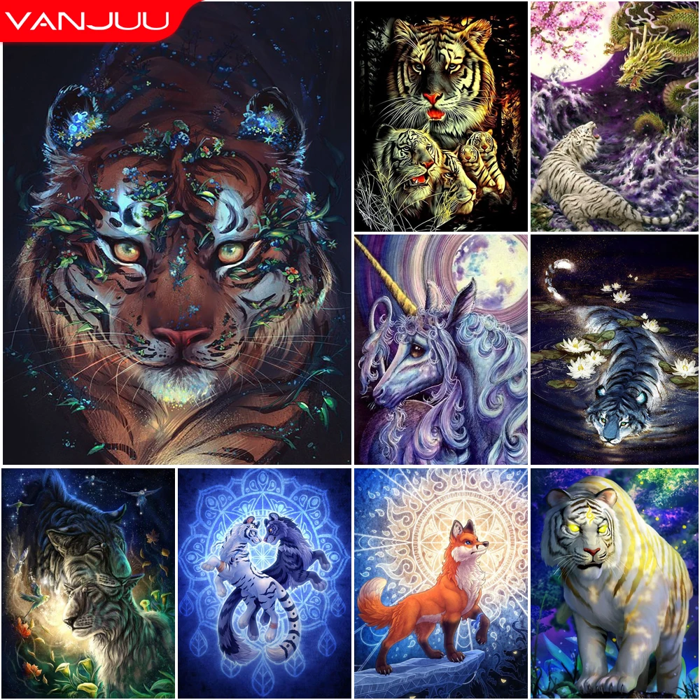 

Animals 5D Diamond Painting Tiger Fox Unicorn Diamond Painting Mosaic Full Drill Diamond Embroidery Painting Home Decor