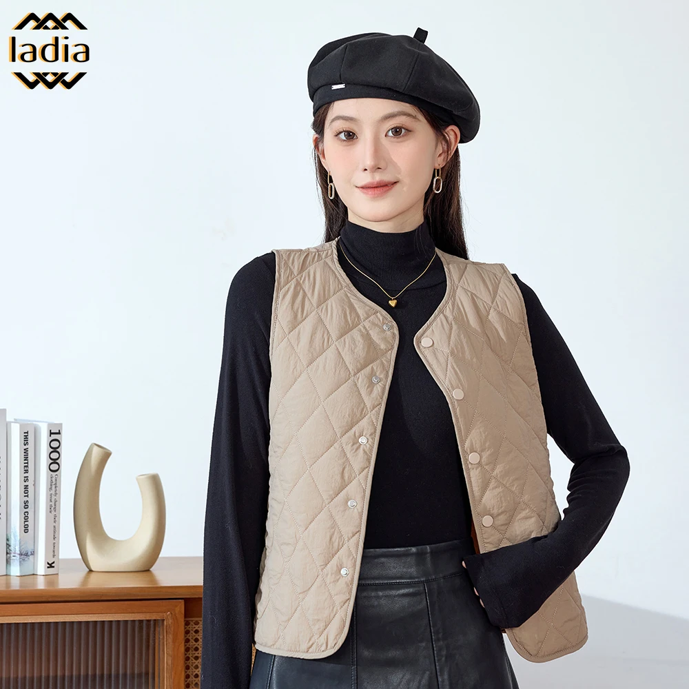 Winter Sheep Wool Women Solid color Vests Sleeveless Jacket Ultra Light Coat Female Warm Tank Parkas Female Casual Waistcoat