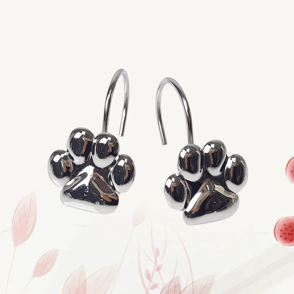 

12Pcs Chromeplate Metal Hooks Bear Claw Style Decorative Curtain Rings for Shower Bathroom Living Room Shower Curtain Hooks