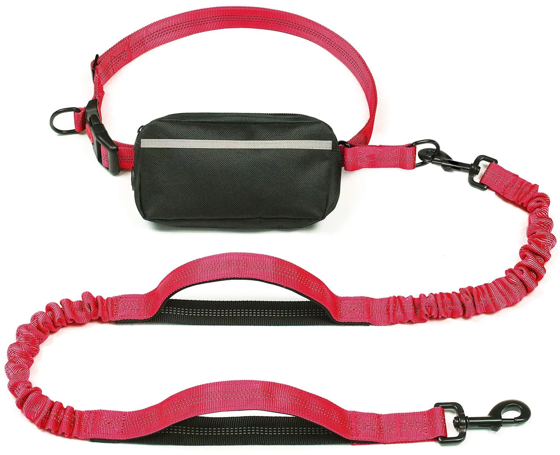 Kostenlose Hundeleine mit Reißverschlusstasche, doppelt gepolsterte Griffe, Laufleine für mittelgroße und große Hunde, einziehbare Hundeleine mit Bungee-Taille – Detail 9