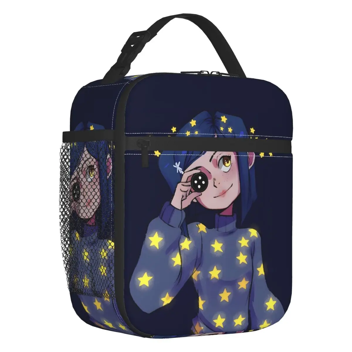 

Изготовленная на заказ изолированная сумка для обеда Coraline Twitchy Witchy Girl для школы, офиса, страшного фильма, портативный термохолодильник, ланч-бокс