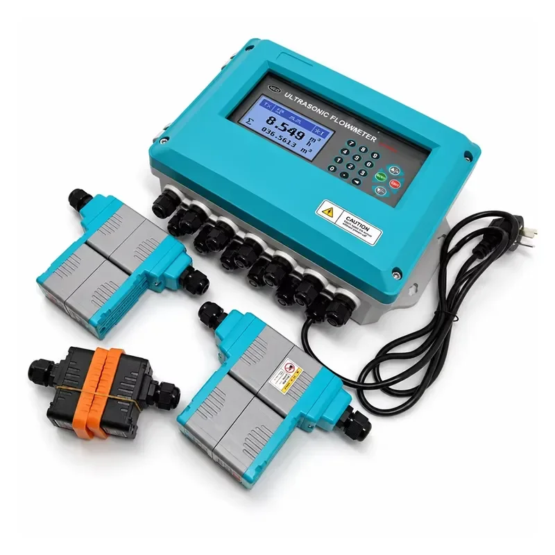 Multi Channel Clamp on Ultrasonic Flow Meter Wall Mounted Non Invasive IP67 Water Municipal RS485 M-BUS High Accuracy