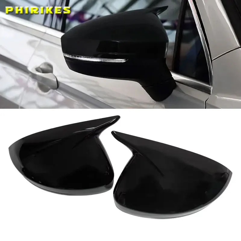 Para volkswagen vw tiguan mk2 2017 2018 2019-2022 carro esquerda direita porta lateral espelho retrovisor capa tampas escudo preto brilhante/carban ﻿