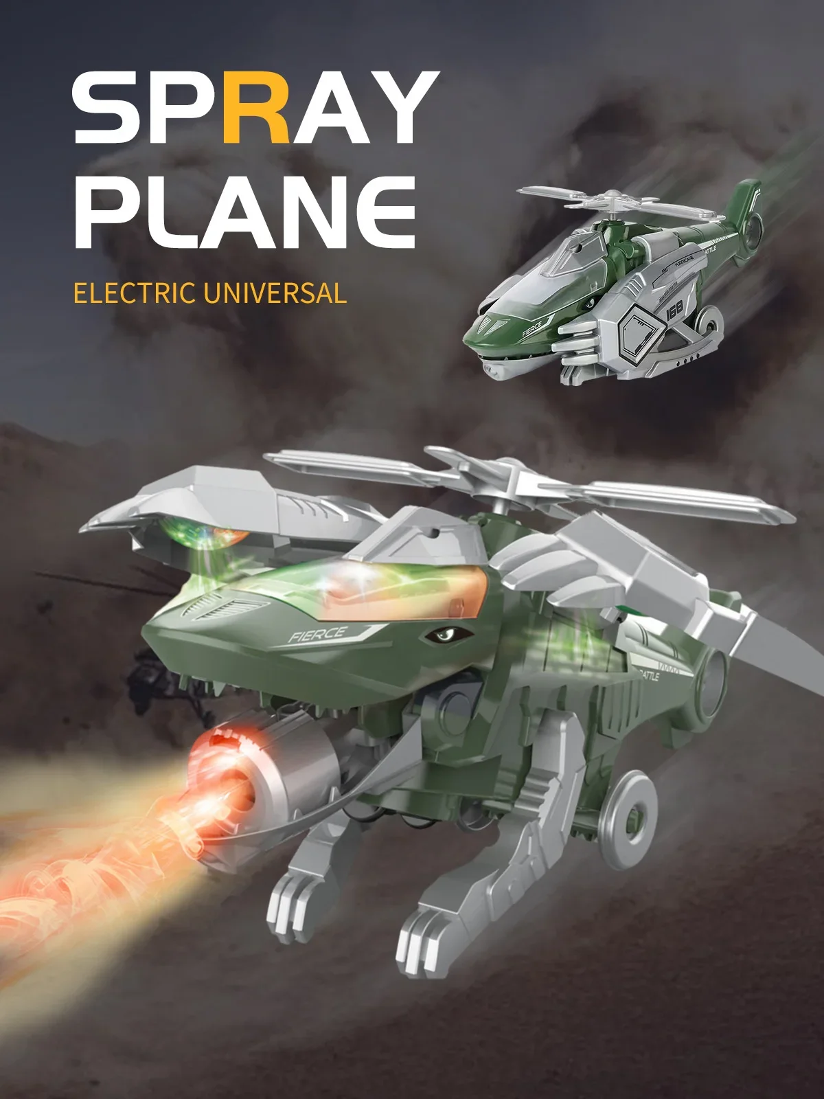 جديد تشوه كهربائي رذاذ مقاتلة LED تشوه محاكاة ديناصور لعبة هليكوبتر نموذج هدية عيد ميلاد للأطفال #5