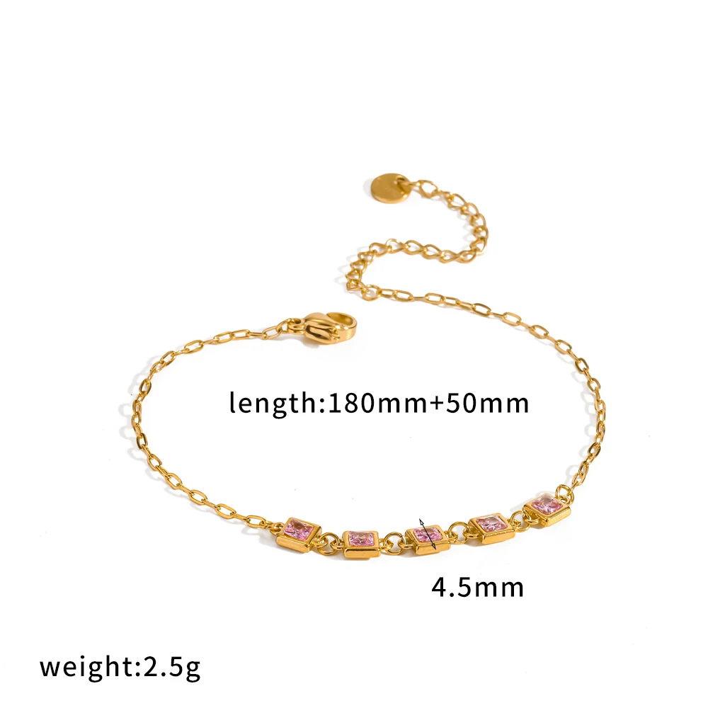 Verstellbares Edelstahl-Armband mit Zirkonia-Ketten, PVD-beschichtet, wasserdicht, trendiger Schmuck, Geschenk für jeden Anlass. – Detail 5