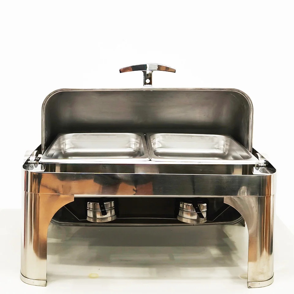 

ZC201-2 Premium 13 QT Stainless Steel Food Warmer Buffet Set With 2 Half Size Pans Ideal For Catering Events