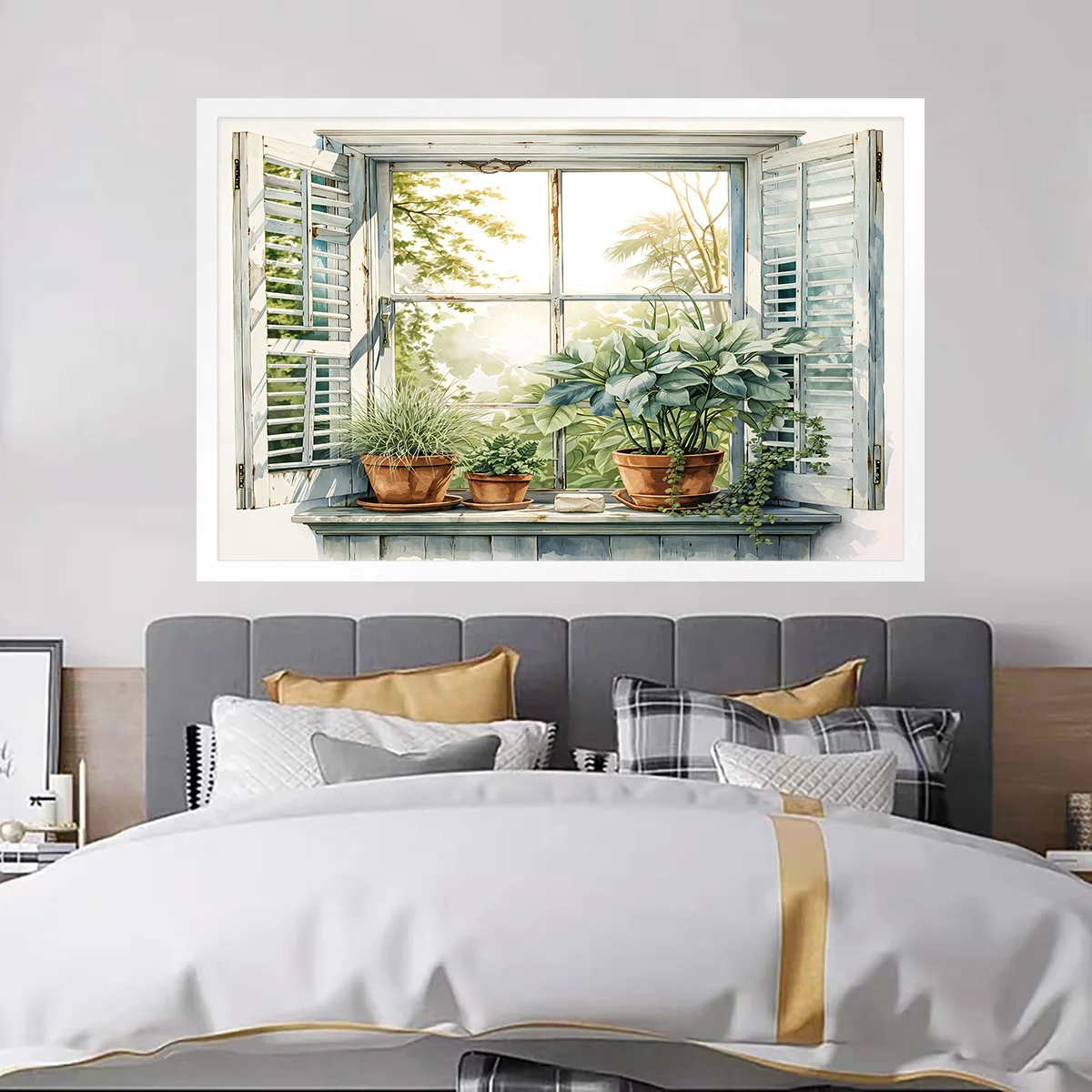 1pc Window Scenery Green Plant Printing Pvc Simulation 2d Flat Wall Stickers Multi Size Living Room Bedroom Wall Art Decoration view 2