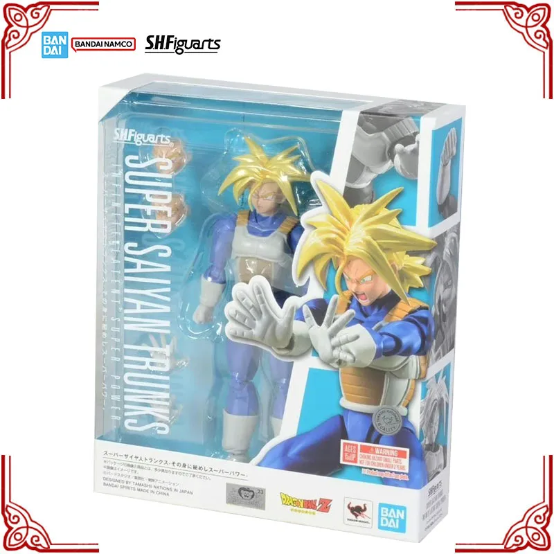 Genuine Bandai Dragon Ball Z Model Kit SHF Super Saiyan Trunks Infinite Latent Super Power Anime Action Figure Collection Model