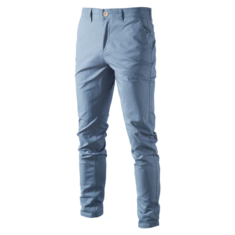 Men's Casual Trousers Solid Cotton Suit Small Foot Tight Trousers Men's Business Casual Cotton Trousers Dress Pants