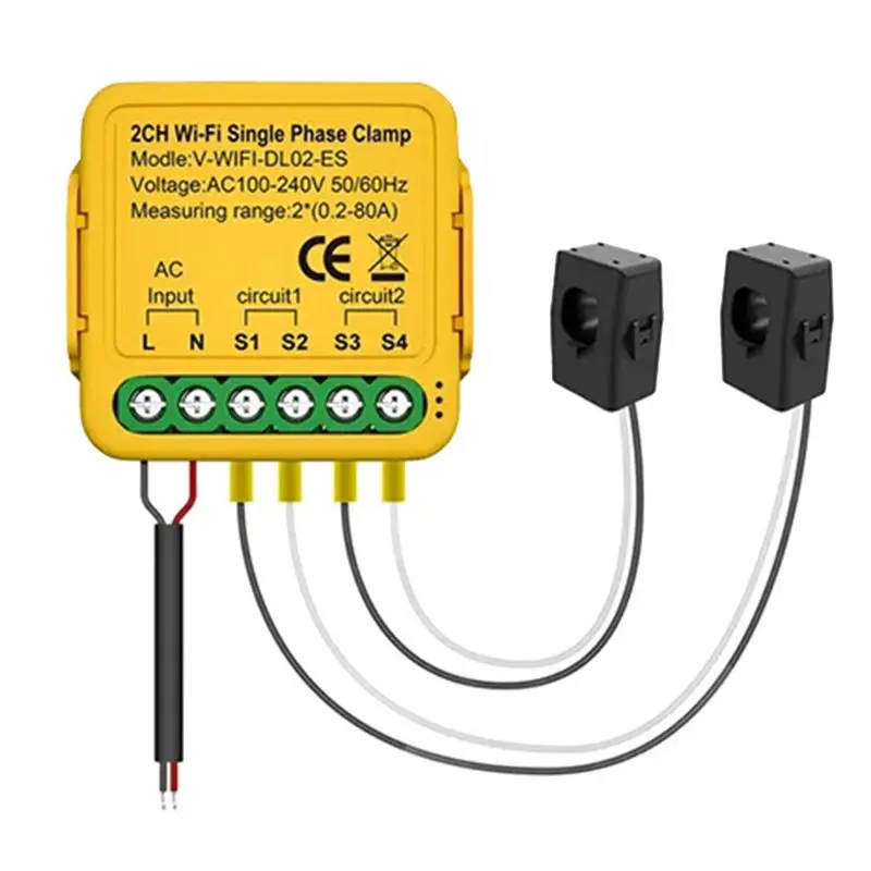 Fresh Tuya Wifi Smart Power Meter With Current Transformer Sensor Clamp 80A Energy Meter,2CH