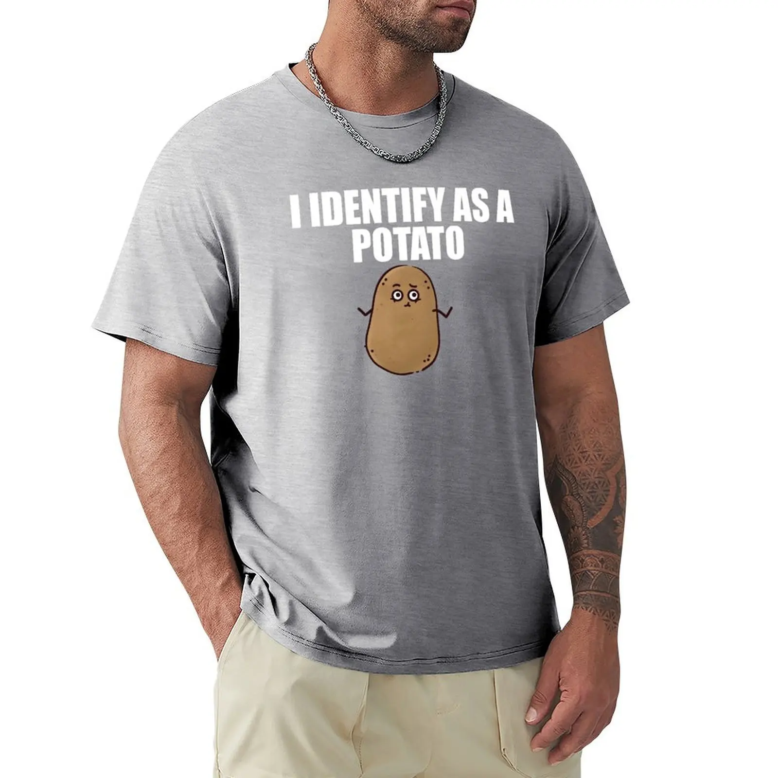 I identify as a potato T-Shirt vintage clothes kawaii clothes quick drying tees mens t shirts pack