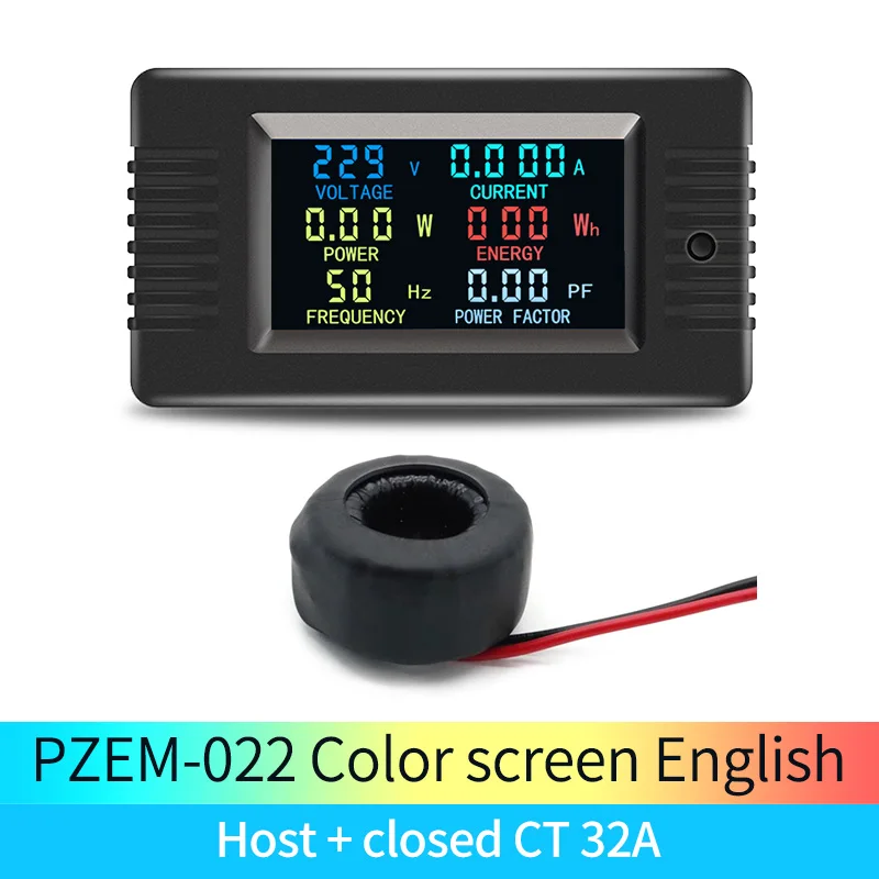 

PZEM-022 32A Digital Smart Energy Meter Single LCD Display Color Screen 6in1 Voltmeter Kwh Meter AC 220V Electrical