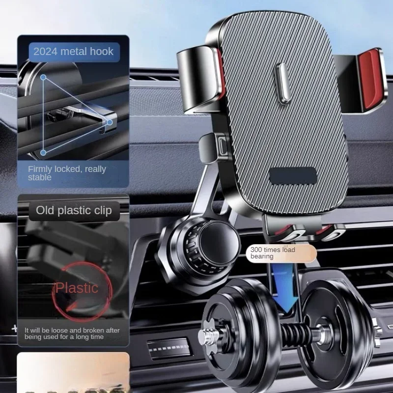 Car Phone Holder New Universal Phone Holder with Hook Clip, Automatic Locking Without Blocking Air Outlet, Car Ventilation image 3