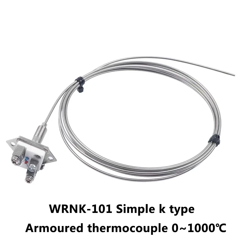 WRNK-101 Simple k type thermocouple  armored temperature sensor probe 1mm//2mm/3mm-8mm Dia 100/200/300mm thermocouple 0-1000℃