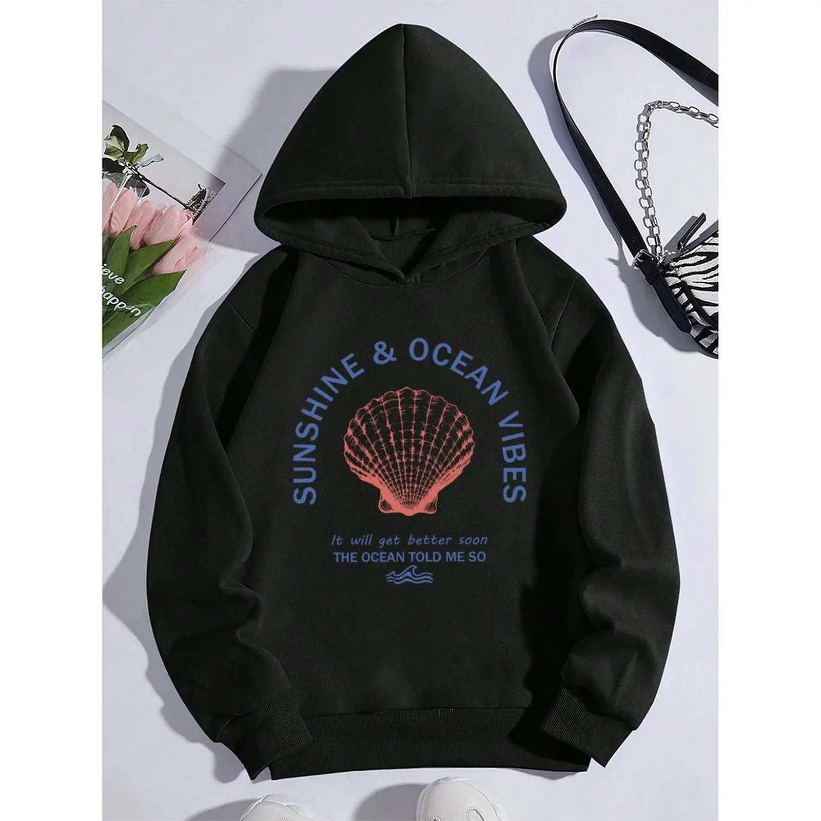 

Women's Sweater Hoodies Sweatshirts Velvet Winter Casual Spray-painted Print Colorful Long Sleeve Pullovers Autumn Woman Clothes