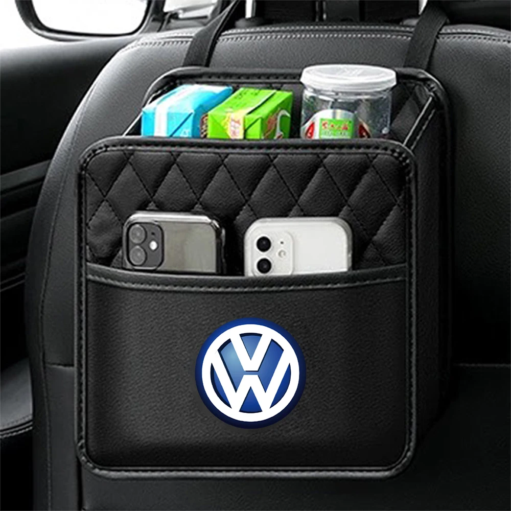 Car Seat Back Tissue Water Cup Holder Storage Bag Phone Pocket For Volkswagen Golf 4 mk5 Passat b8 VW Sharan Polo Tiguan R Line