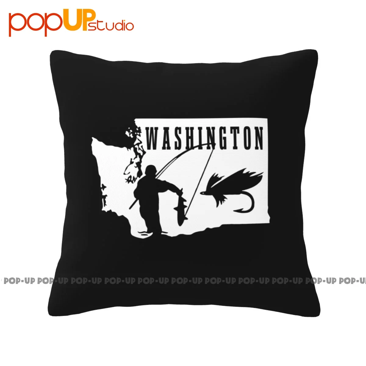 Best Washington Fly Fishing Vintage State Map Trout Fisherman Pillowcase Throw Pillow Cover Home Decor