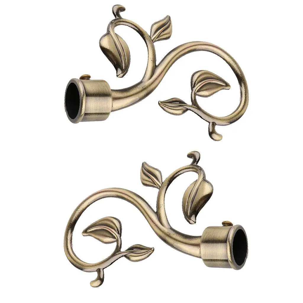 Metal Curtain Rod Ends Retro Drape Rod Finials Head Caps Window Blind Pole Ends for Living Room Decoration