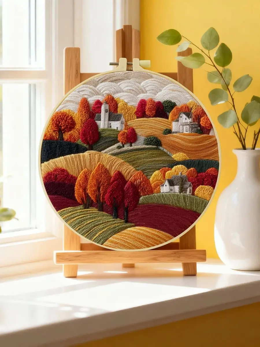 1 Stück 20X20CM/15X15CM 7,87/6,3 Zoll Berg-Stickerei-Starter-Kit DIY-Kit DIY-Stickerei-Set Handarbeiten Nadelkunst – Detail 6