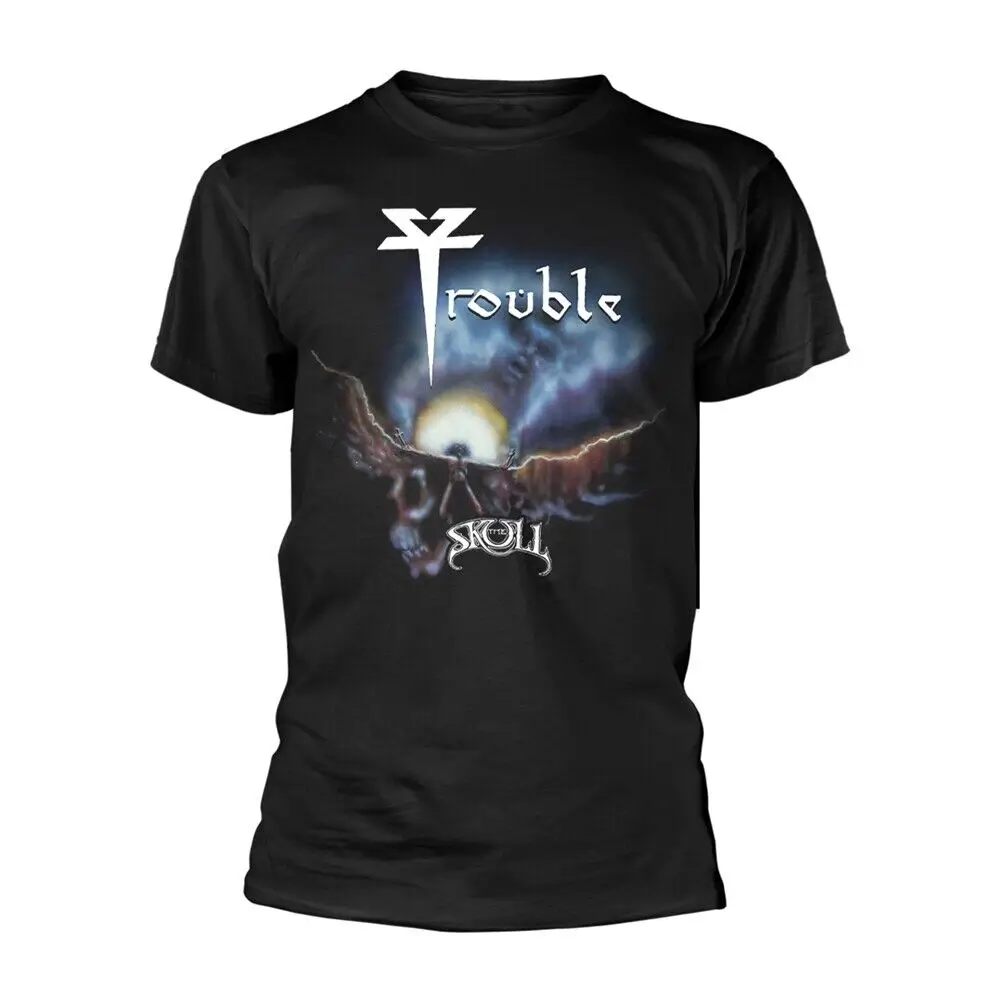 TROUBLE - THE SKULL BLACK T-Shirt, Front & Back Print Small   T-shirts for Tees  tops Unisex Summer Short Sleeve