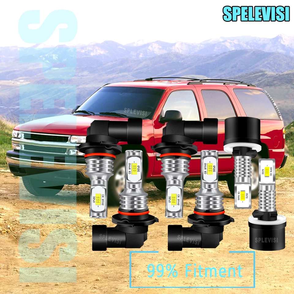 

6pcs Durable Car Headlight Bulbs Safe and Reliable LED High Beam Low Beam Foglamp 9005 9006 880 Kit For All-Weather 6000K White