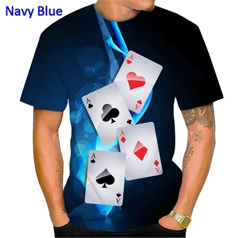 3D Print Playing Cards Poker T Shirts For Men Women Funny Playing Cards Tee Tops Personality Casual Short Sleeves Hip Hop Tshirt