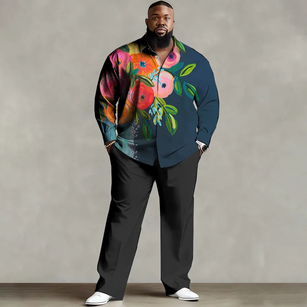 

Комплект мужской рубашки больших размеров S-9xl: летняя атмосфера кокосовой пальмы — смесь мягкого хлопка, гладкие принты тропических ладоней,