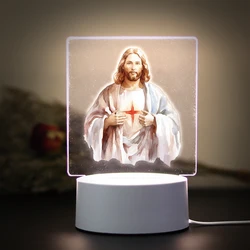 Jesus Fashion  3D Led Night Light With Black Base For Bedroom Decor