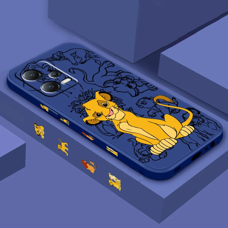 Disney Simba Lion King For Xiaomi Redmi Note 12 12S 12R 11 11T 11S 10 10S 9 8 8T Pro Plus 5G Liquid Left Rope Phone Case
