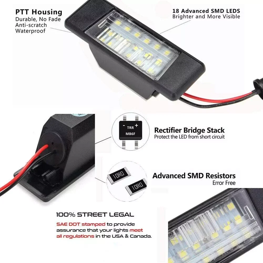 2 قطعة لوحة ترخيص مُضاء ضوء لنيسان قاشقاي J11 بريميرا P12 باثفندر R51 X-Trail T31 Juke F15 ميكرا فيرسا إنفينيتي Q50 #5