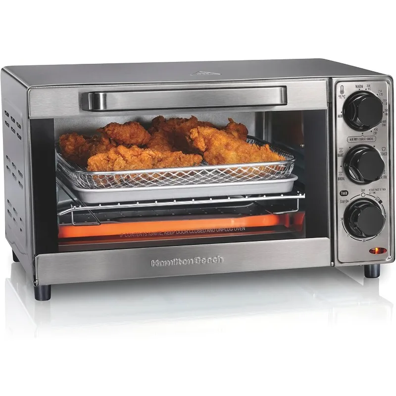 

Toaster Oven Air Fryer Combo, Fits 9” Pizza, 4 Slice Capacity, Powerful Circulation, Auto Shutoff, Stainless Steel (31403)