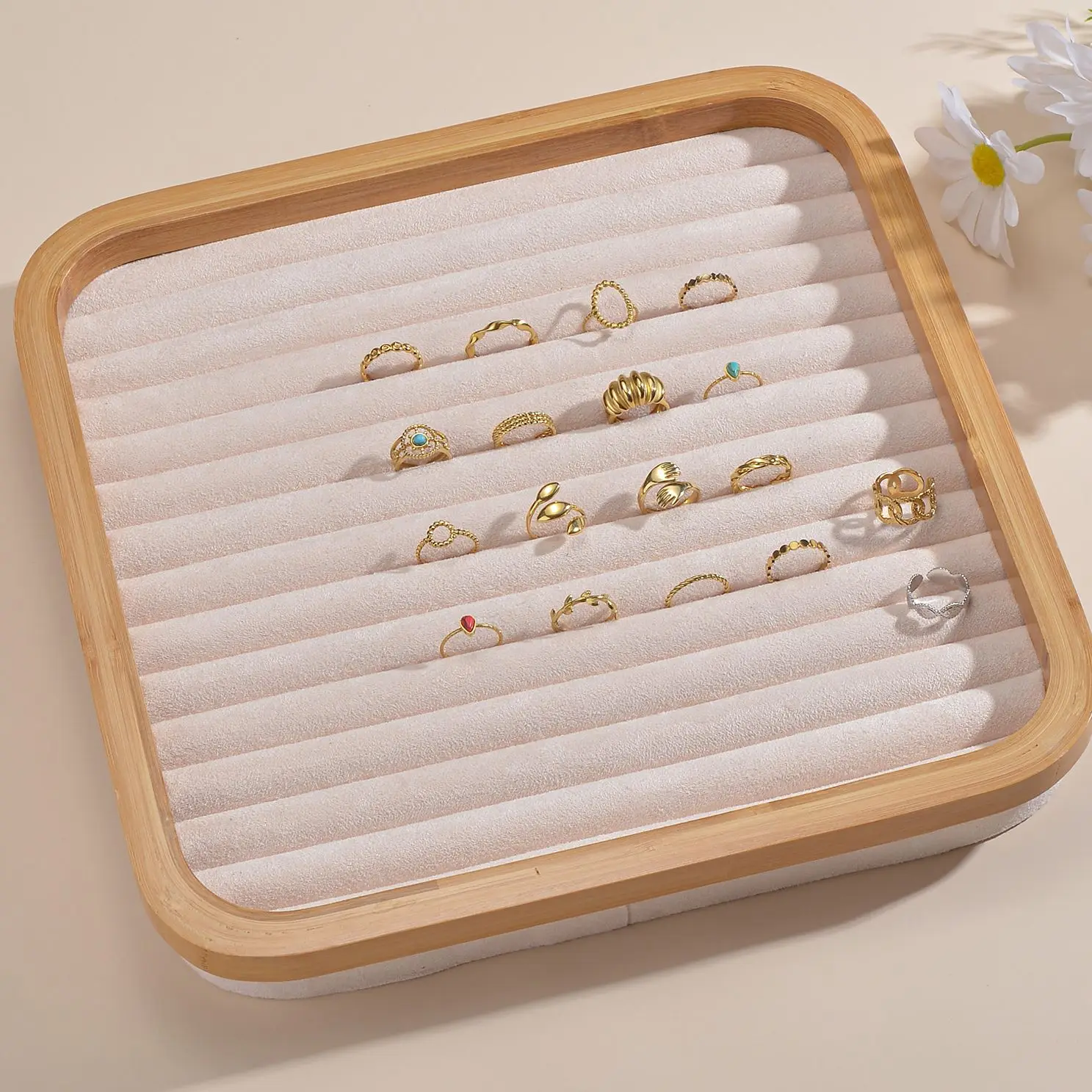 Log color High Quality Jewelry Display Tray Ring Earring Necklace Accessories Organize Storage Jewelry Tray Cajas De Joyería