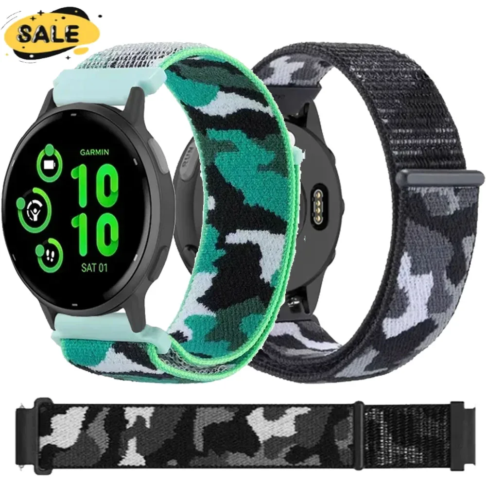 20 mm 22 mm Nylonarmband für Garmin Forerunner 55 165 965 265 Camouflage-Loop-Armband Garmin Venu 3 2/Active 5/Vivoactive 5 Correa