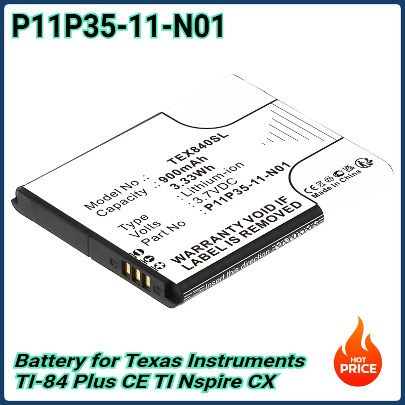 

3.7V/900mAh Calculator Battery P11P35-11-N01 for Texas Instruments TI Nspire CX TI Nspire CX CAS Graphing TI-84 CE TI-84 Plus CE