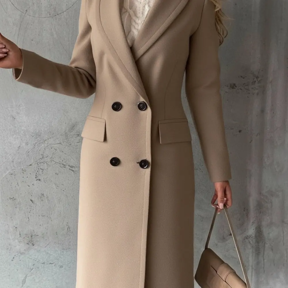 

Зимнее шерстяное пальто, женская мода, европейский стиль, декоративные элементы, абсолютно для осеннего и весеннего использования