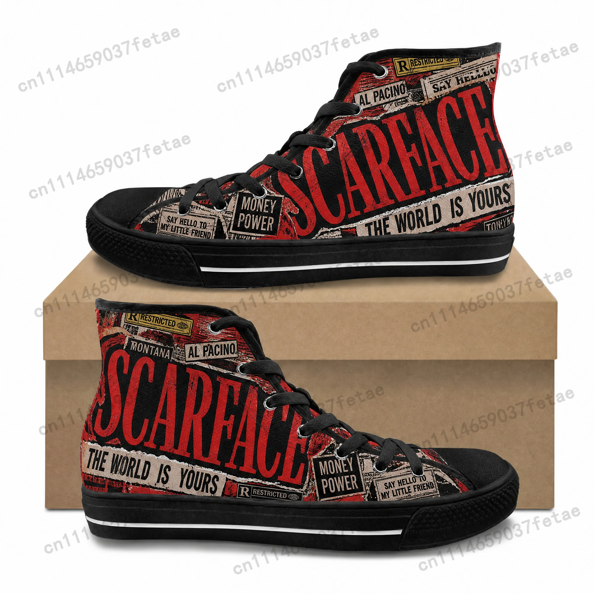 Scarface High Top High Quality Sneakers Teenager Canvas Sneaker Mens Womens  Ghana Hiking Casual Custom Shoes