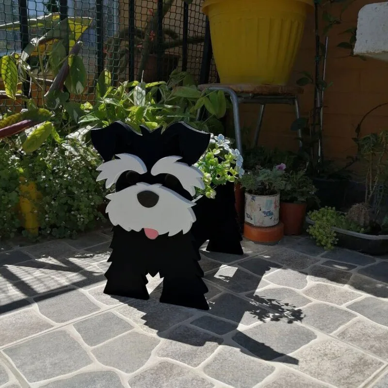 Garden Flower Pot Dog Planter Schnauzer Bulldog Poodle Corgi Yorkshire Garden Pots DIY PVC Flower Planter Garden Home Decor