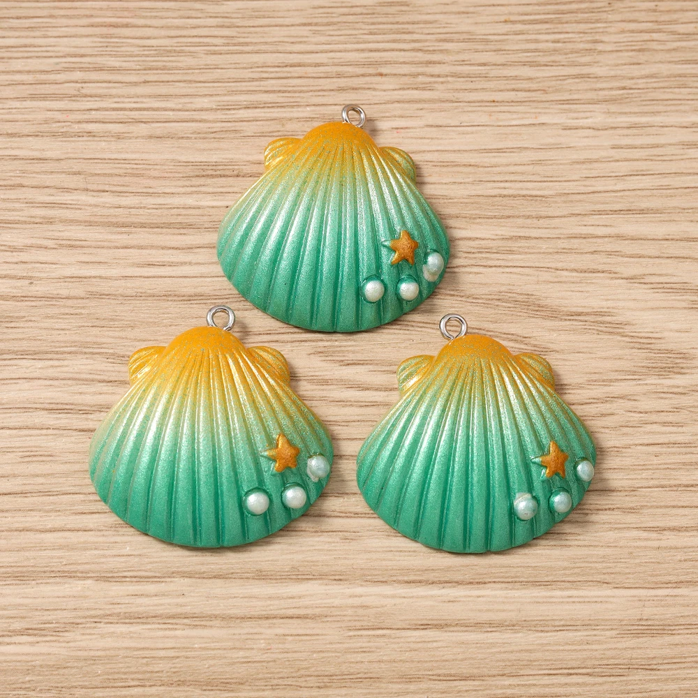 Tusember 5 Stück Niedliche Bunte Große Muschel-Anhänger für Ohrringe Halsketten Armbänder DIY Sommer Strand Schmuckherstellung Zubehör – Detail 8