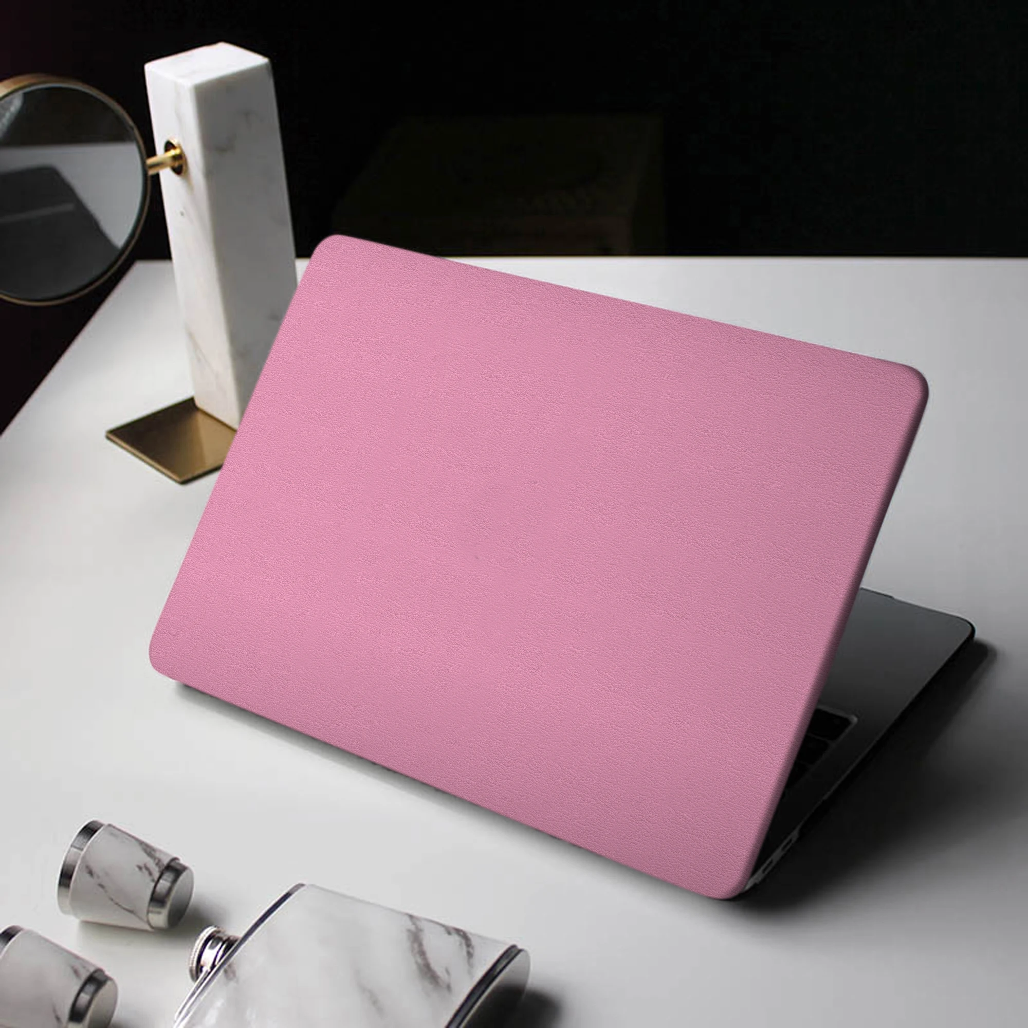 capa de couro portatil para macbook litchi de luxo capa rosa para macbook air 13 macbook pro 13 16 14 15 a1990 logotipo de corte 01