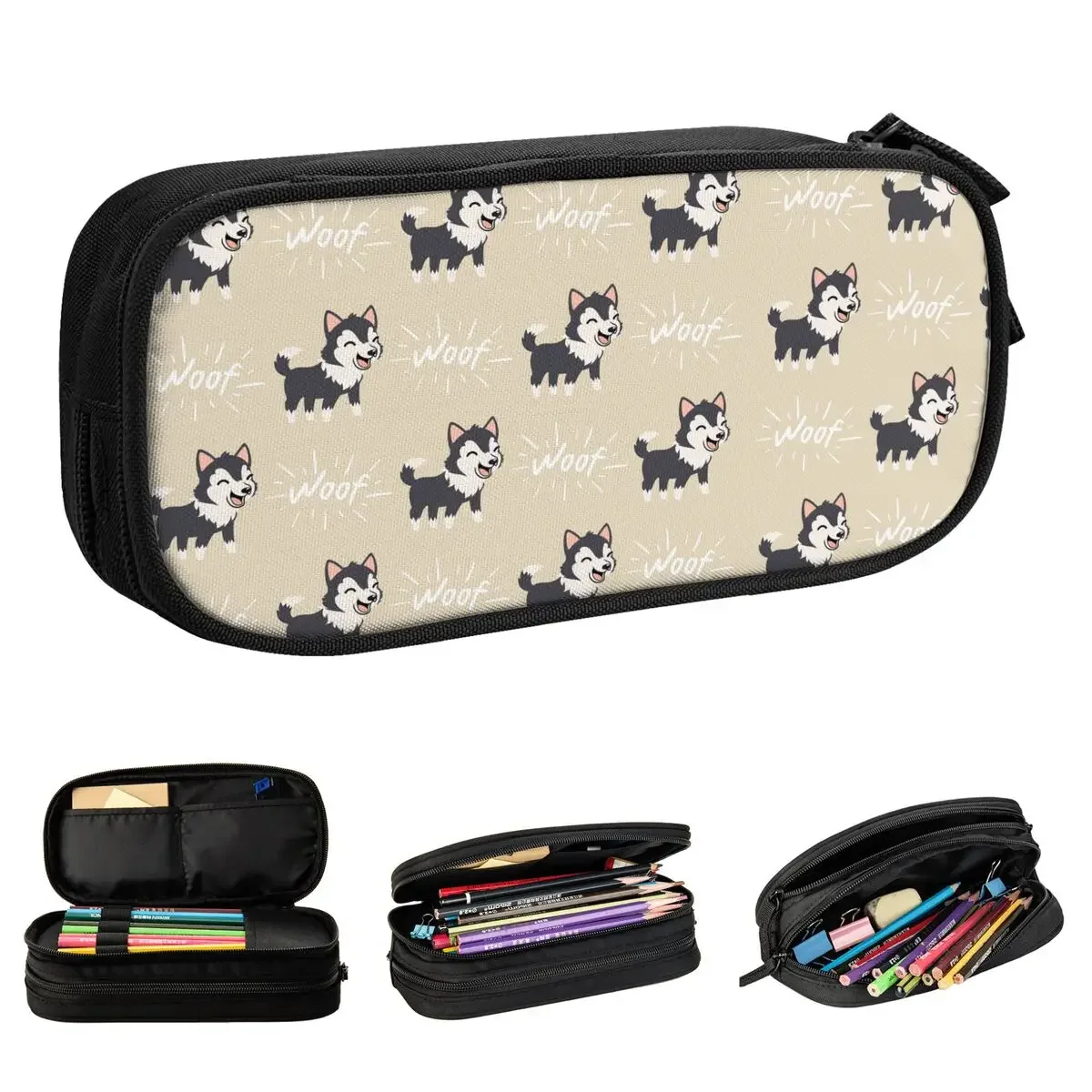 

Cute Siberian Husky Dog Pattern Pencil Case Animal Pencil Pouch Pen Girls Boys Big Capacity Bag Students School Stationery