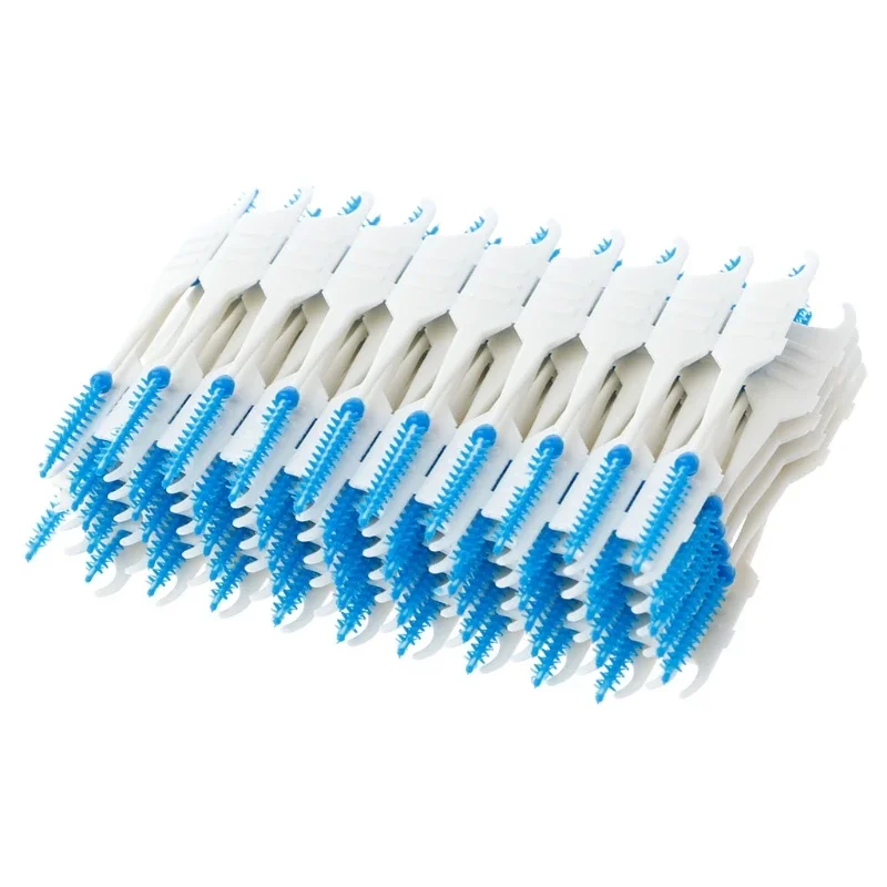 Tête de brosse interdentaire en silicone, double fil dentaire, cure-dents, hygiène dentaire, nouveau, savoir à chaud, 1 ensemble, 40 pièces