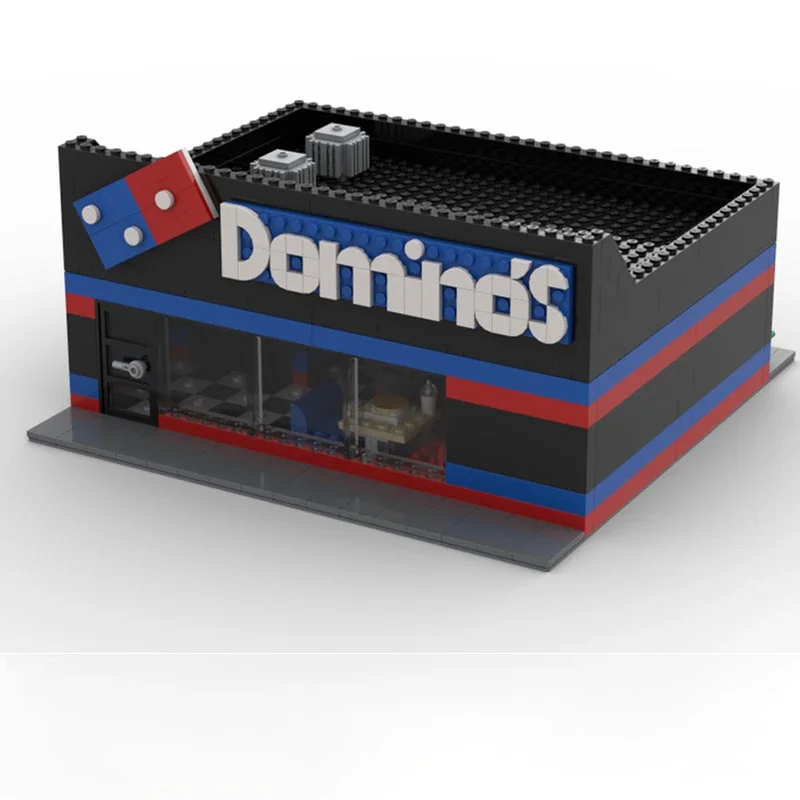 835 Pezzi MOC Dominos Pizza Blocchi da Costruzione Regalo di Natale Decorativo Fai-da-Te Ideale per Esposizione Artistica Creativa