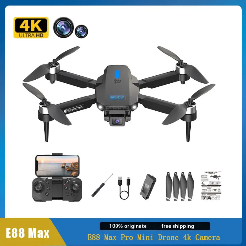 E88 Max Pro Mini Drone 4k Dual Camera Fpv Drone Borstelloze Motor Optische Stroom Afstandsbediening Quadcopter Kinderen speelgoed Geschenken