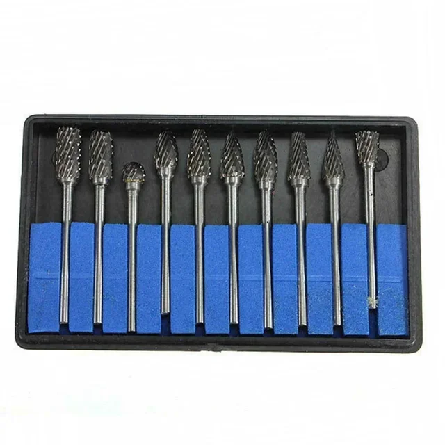 10 Stück 1/8 Zoll Schaft Wolframkarbid Fräser Drehwerkzeug Grat Diamantschliff Drehbohrer für Metallbearbeitung Polierwerkzeuge – Detail 1