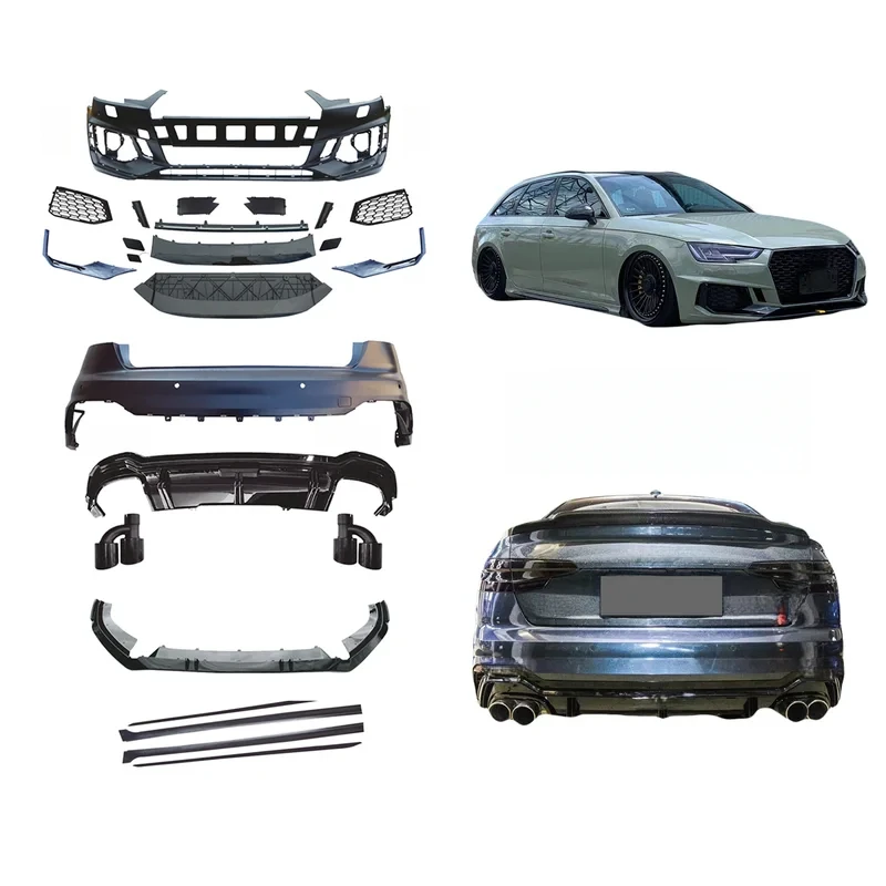 

Wholesale Front&Rear Car Bumpers Lip Side Skirt for s A4 B8 B9 2017-2020 Refit to RS4 Body Kit Modification