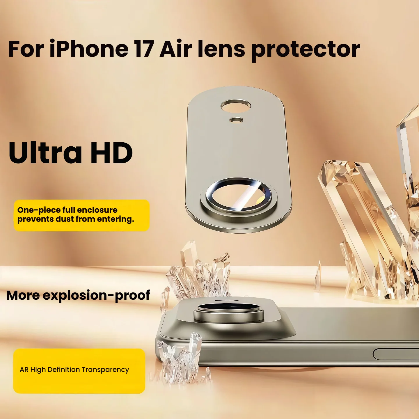 Protection d'objectif tout-en-un à couverture intégrale pour Apple iPhone 17 Air, Cache-caméra arrière en métal mat blindé pour iPhone Air