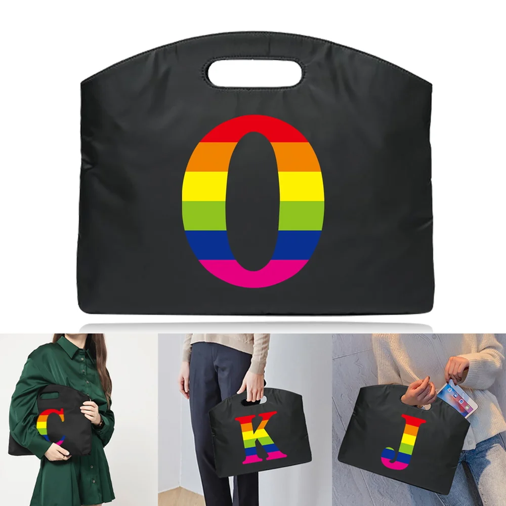 Briefcase Office Conference Document Storage Simple and Durable Work Commuting Unisex Business Handbag Rainbow Series