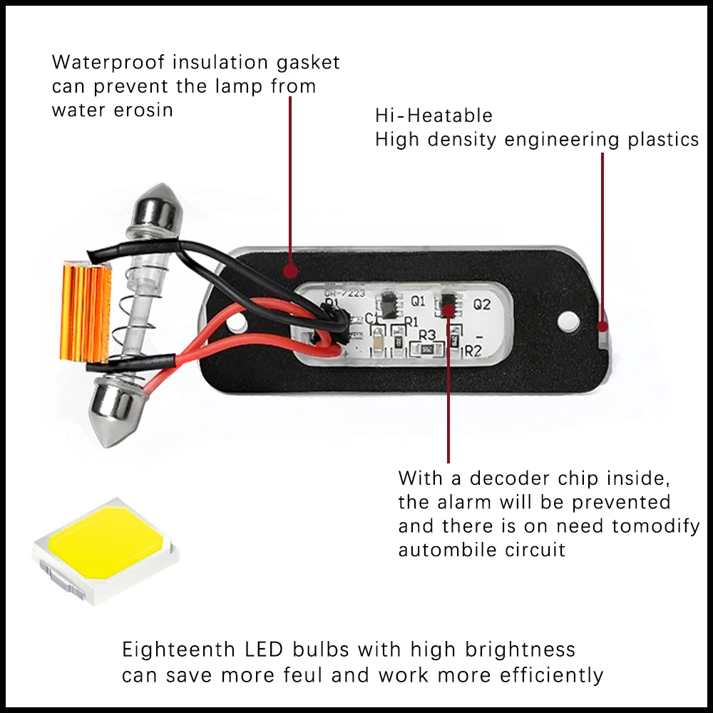 2Pcs LED Rear License Number Plate Lights For Mercedes-Benz R-Class W251 V251 X164 ML 63 AMG W164 ML 300 ML 320 ML 350 GL 320